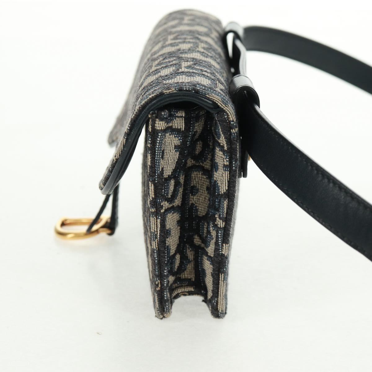 Christian Dior Trotter Canvas Saddle Oblique Waist bag Navy Gold Auth 165390V