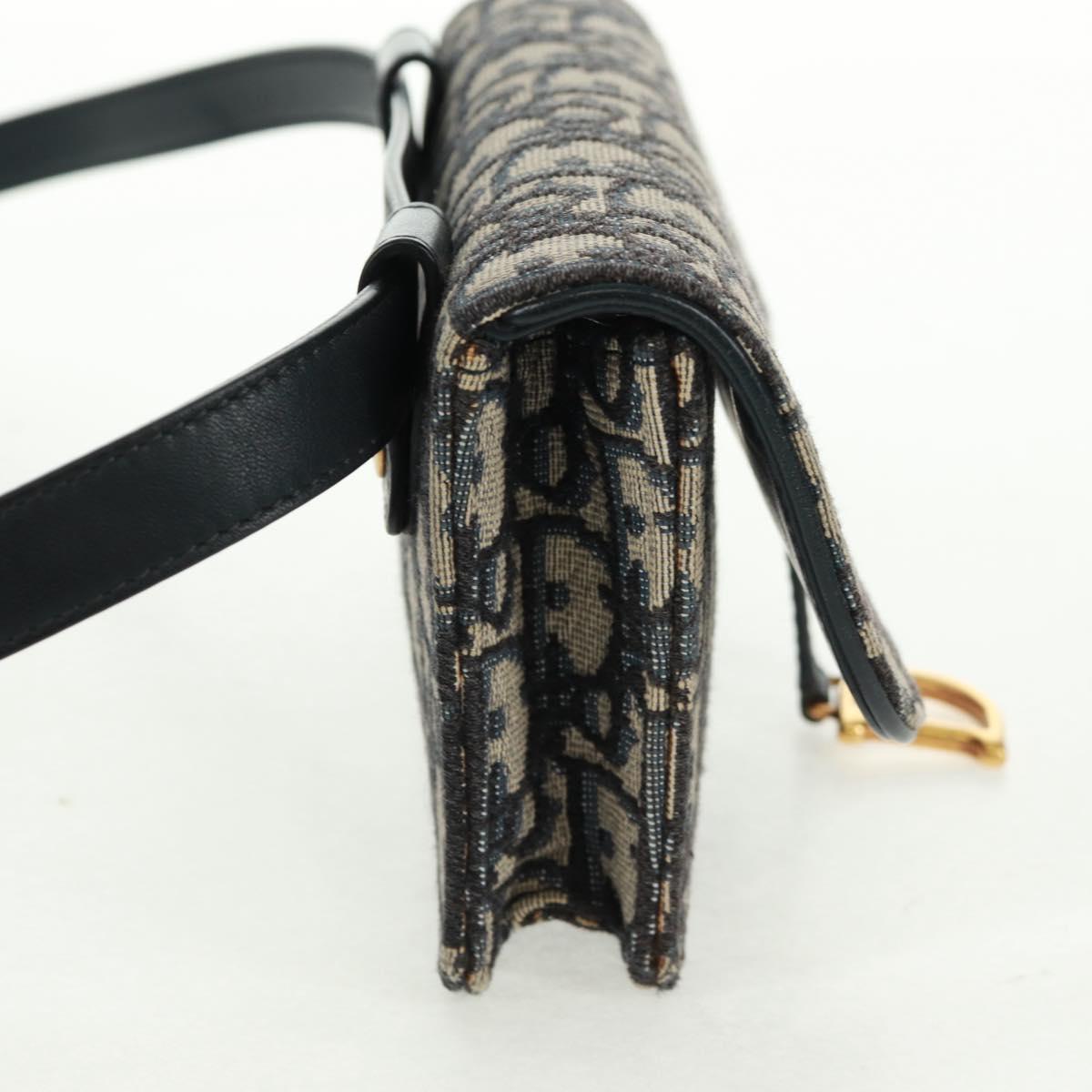 Christian Dior Trotter Canvas Saddle Oblique Waist bag Navy Gold Auth 165390V