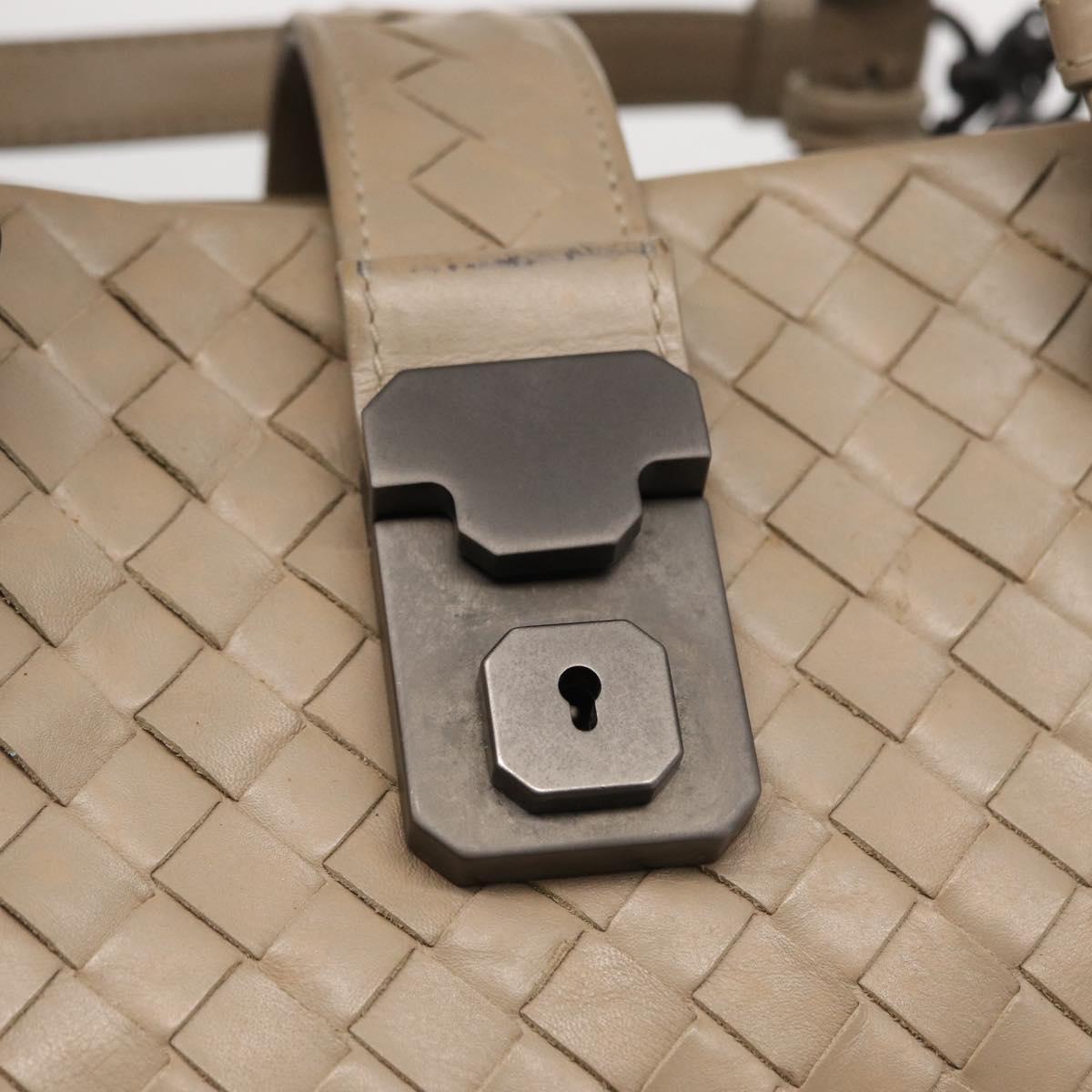 BOTTEGA VENETA INTRECCIATO Hand Bag Leather 2way Gray Auth 165395