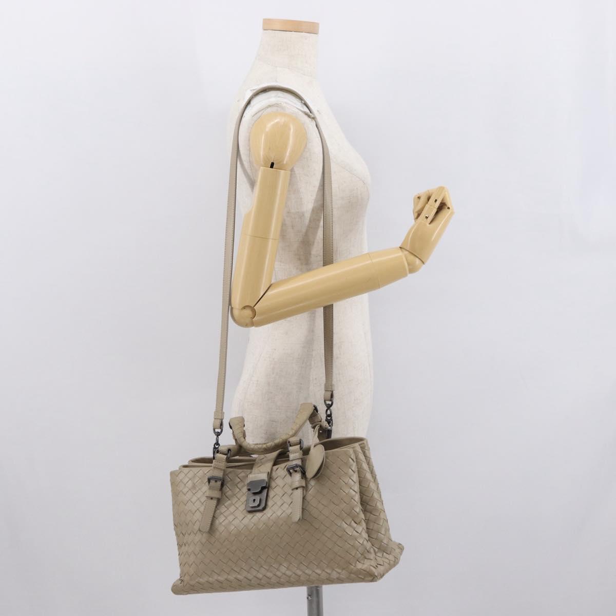 BOTTEGA VENETA INTRECCIATO Hand Bag Leather 2way Gray Auth 165395