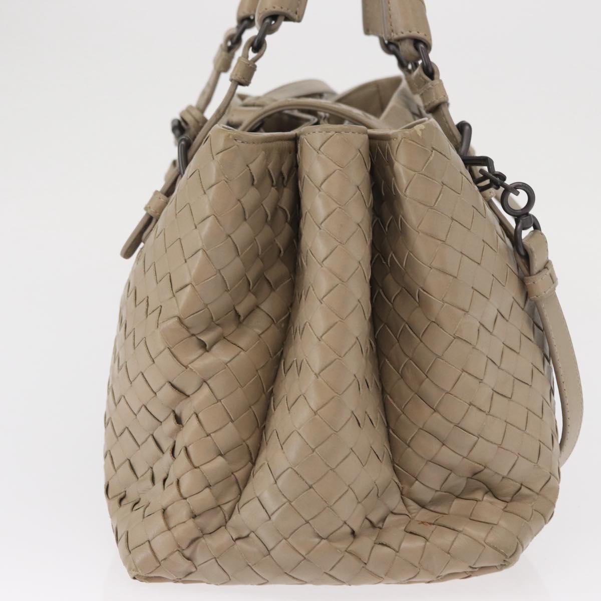 BOTTEGA VENETA INTRECCIATO Hand Bag Leather 2way Gray Auth 165395