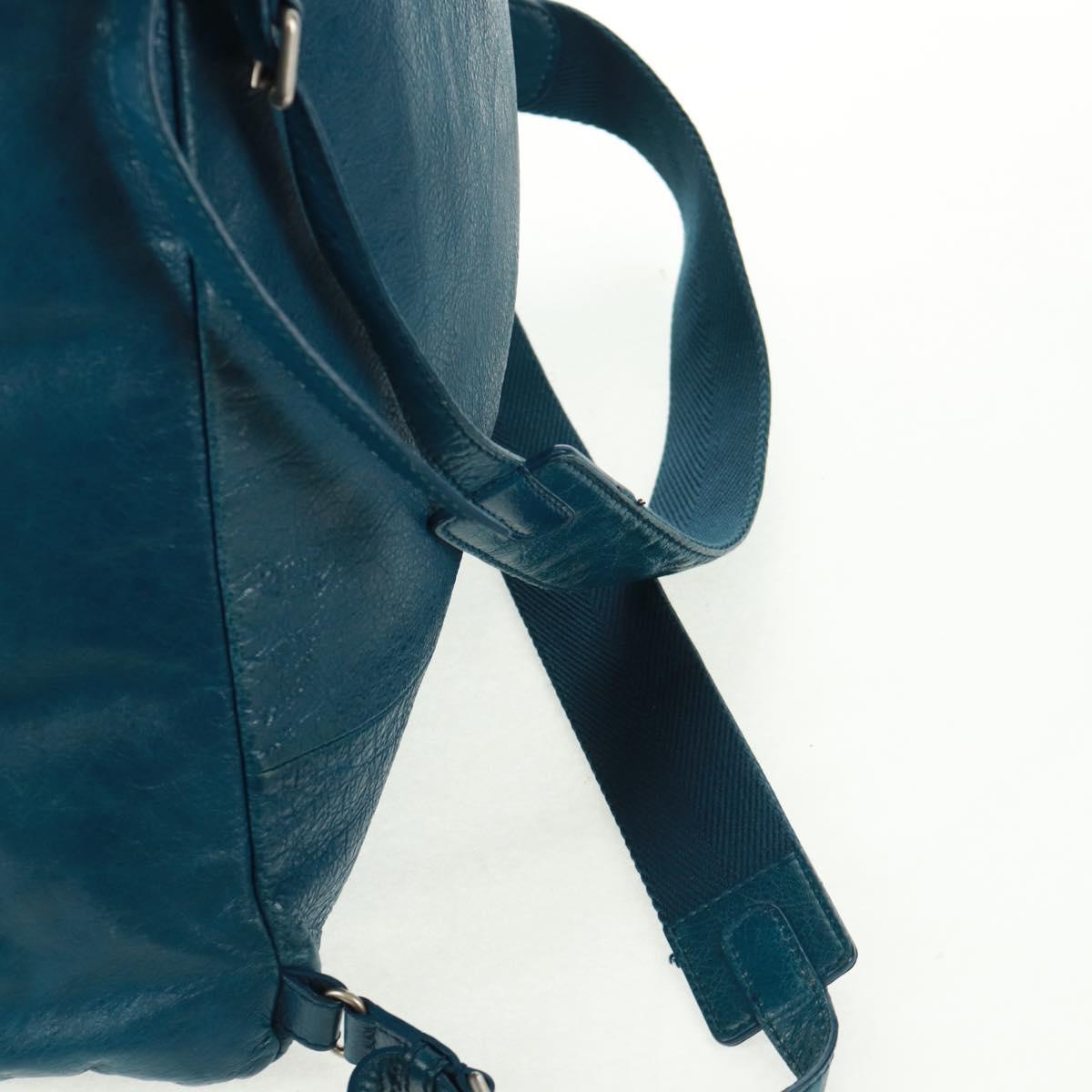 BALENCIAGA Backpack Leather Blue Silver 326404 Auth 165396V