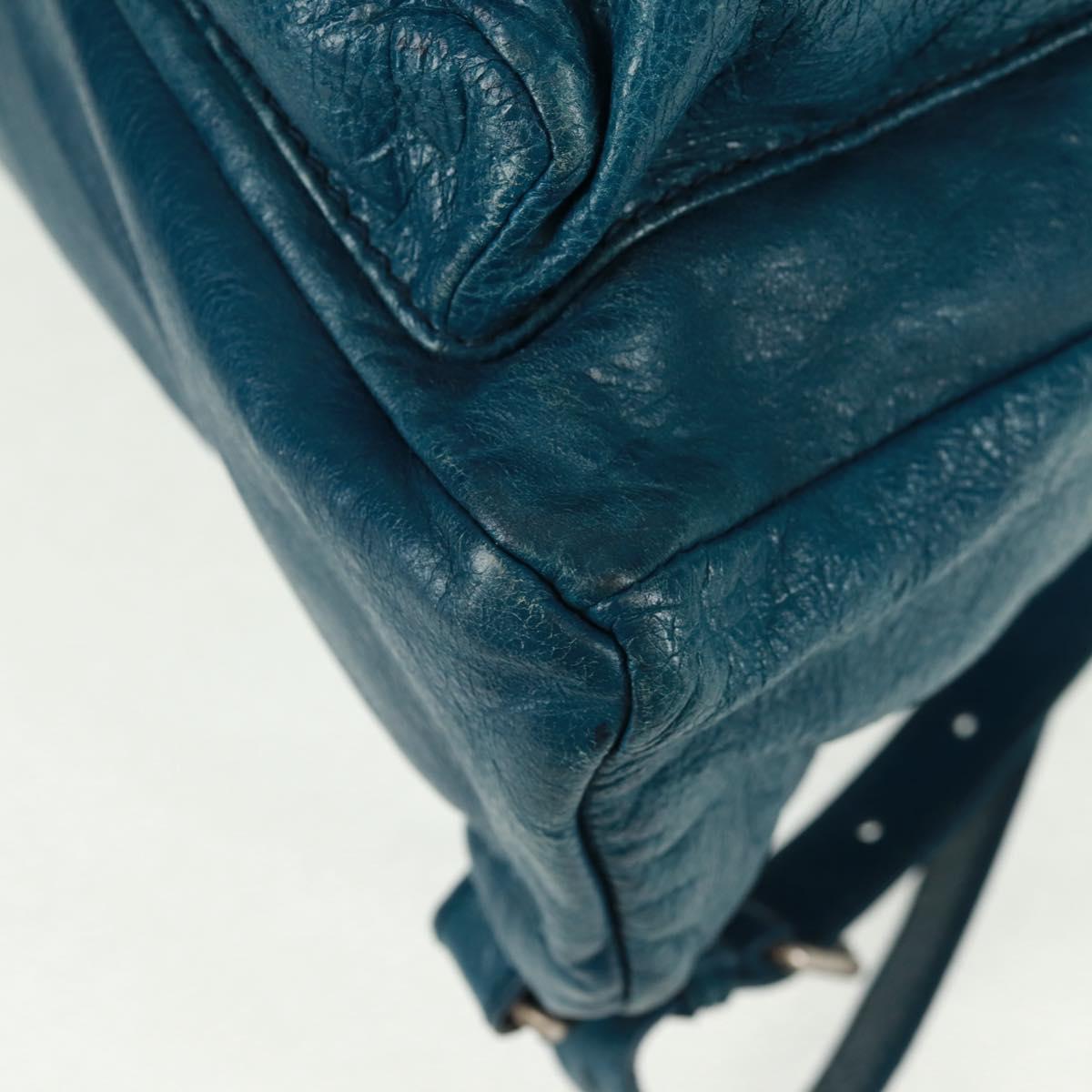 BALENCIAGA Backpack Leather Blue Silver 326404 Auth 165396V