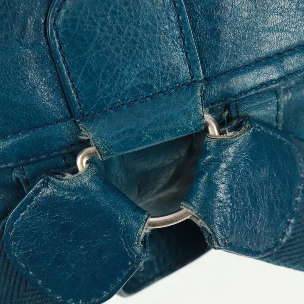 BALENCIAGA Backpack Leather Blue Silver 326404 Auth 165396V