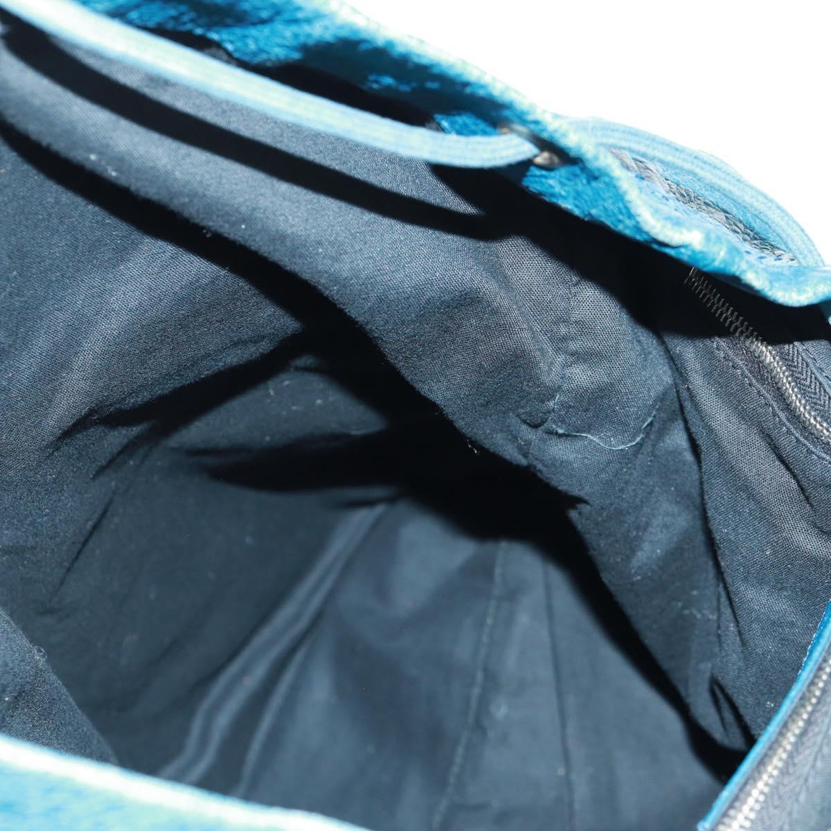 BALENCIAGA Backpack Leather Blue Silver 326404 Auth 165396V
