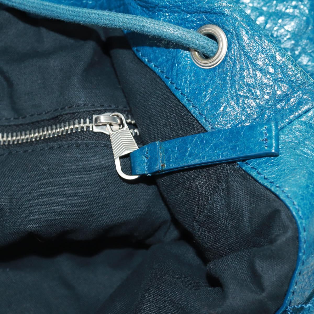 BALENCIAGA Backpack Leather Blue Silver 326404 Auth 165396V