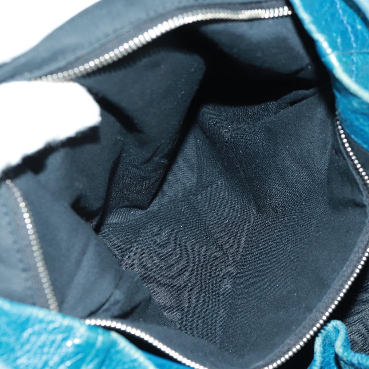 BALENCIAGA Backpack Leather Blue Silver 326404 Auth 165396V