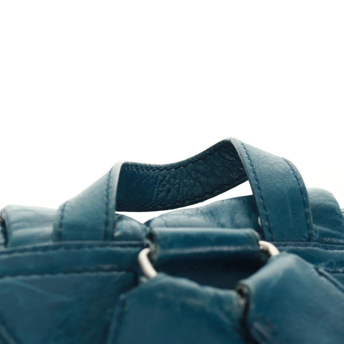BALENCIAGA Backpack Leather Blue Silver 326404 Auth 165396V