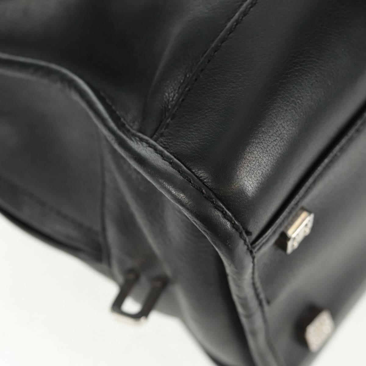 LOEWE Anagram Americana 28 Hand Bag Leather Black Silver Auth 165397V