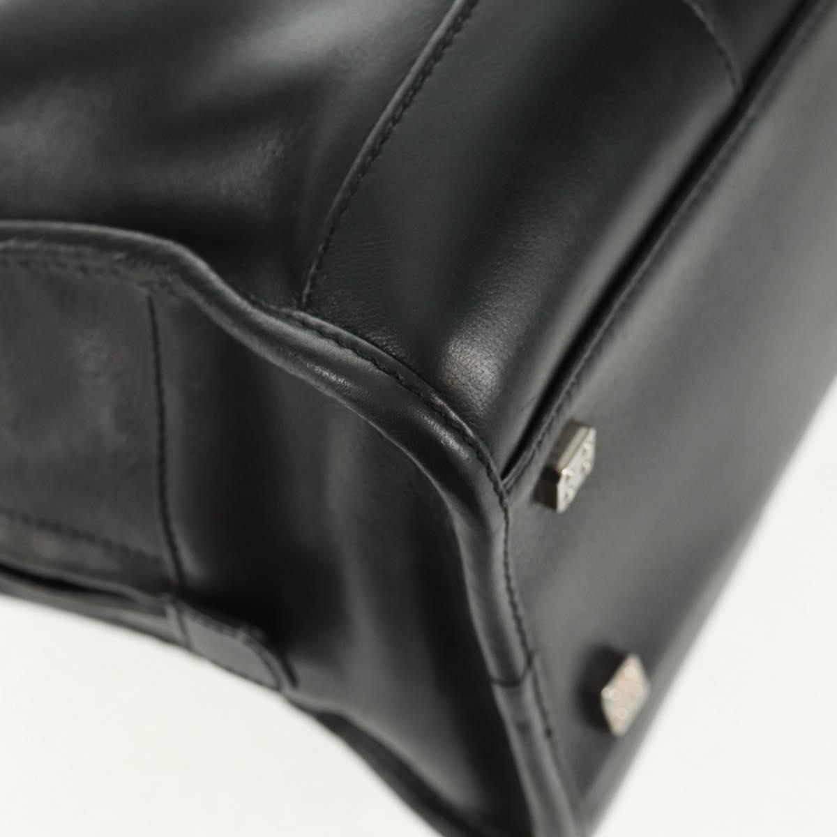 LOEWE Anagram Americana 28 Hand Bag Leather Black Silver Auth 165397V