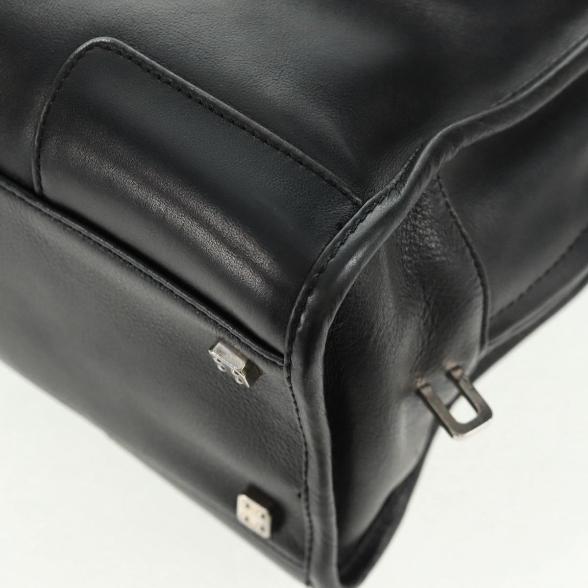 LOEWE Anagram Americana 28 Hand Bag Leather Black Silver Auth 165397V