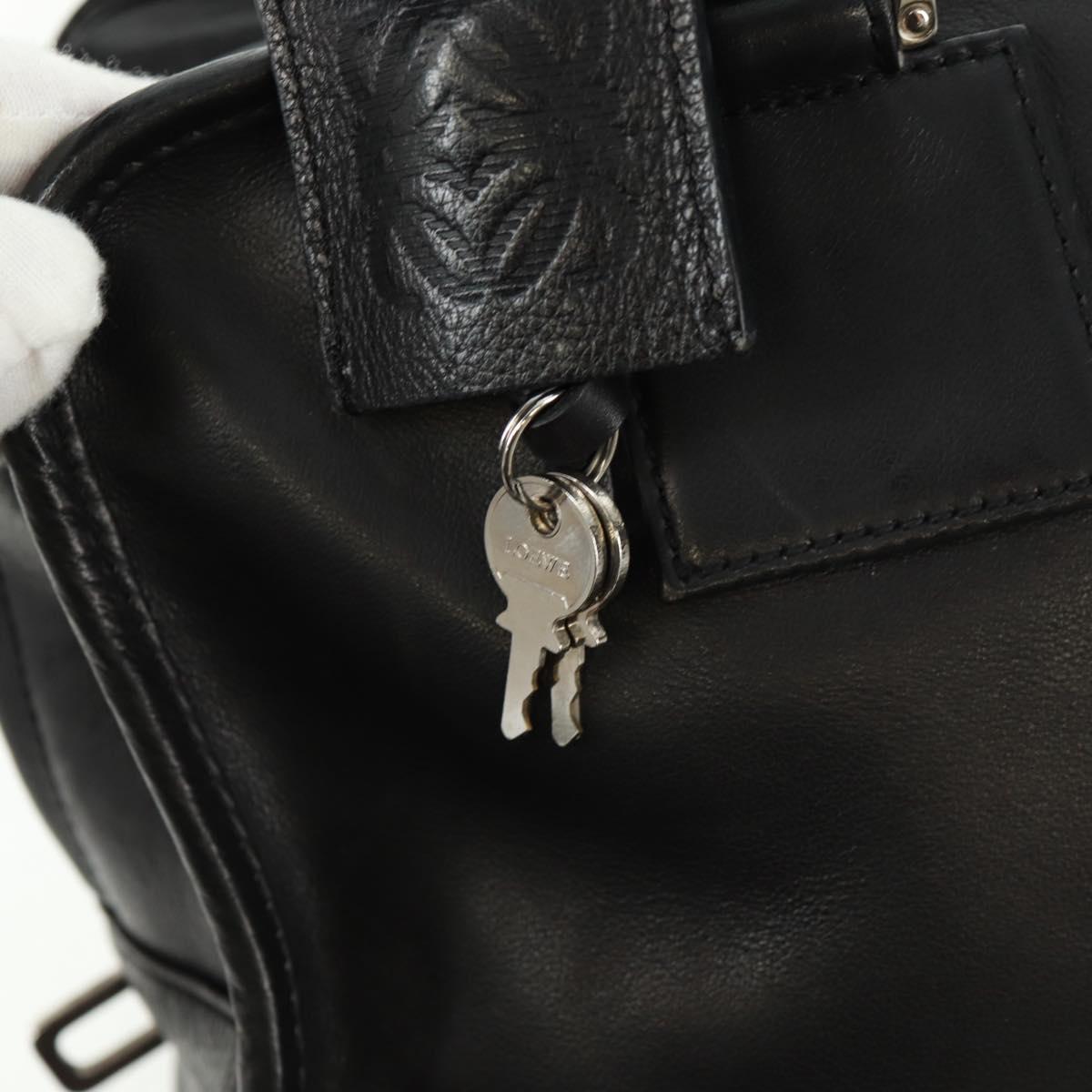 LOEWE Anagram Americana 28 Hand Bag Leather Black Silver Auth 165397V