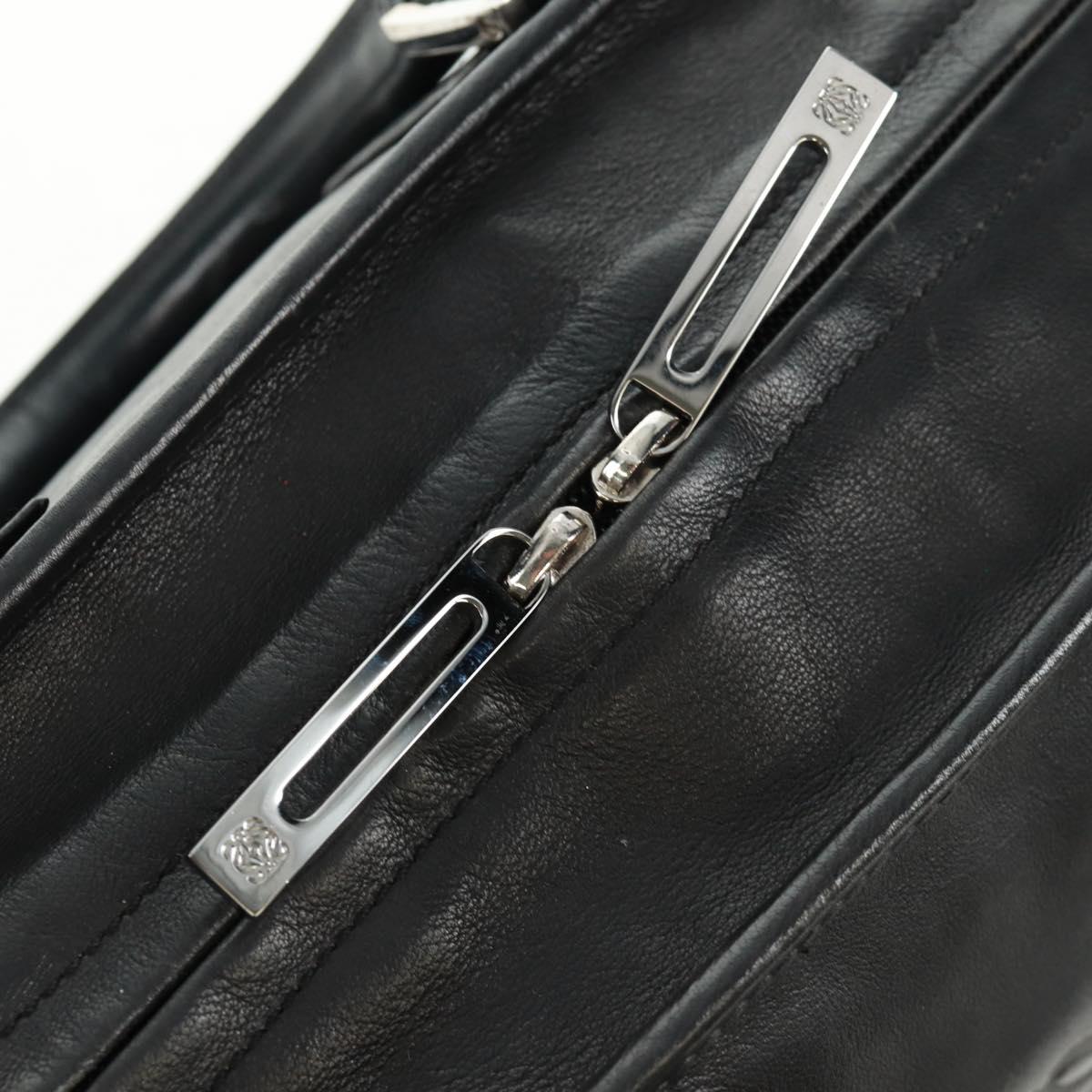 LOEWE Anagram Americana 28 Hand Bag Leather Black Silver Auth 165397V