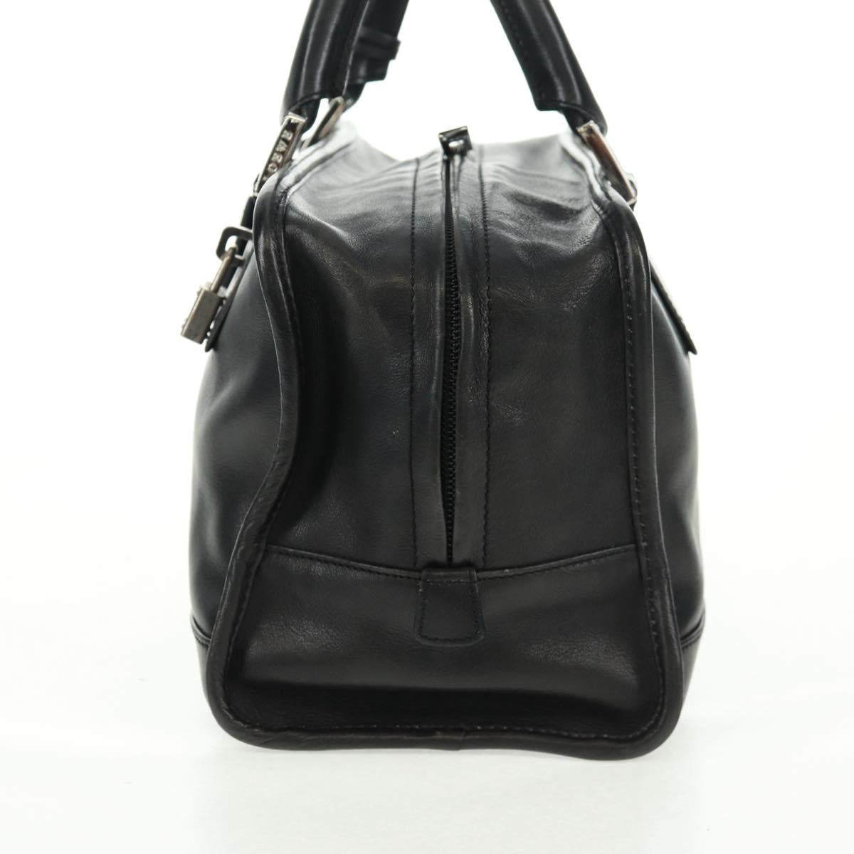 LOEWE Anagram Americana 28 Hand Bag Leather Black Silver Auth 165397V