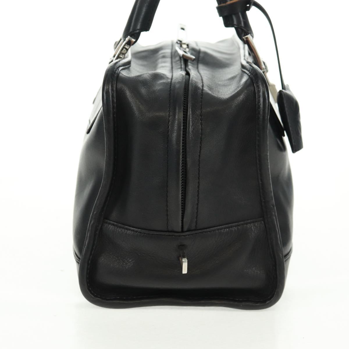 LOEWE Anagram Americana 28 Hand Bag Leather Black Silver Auth 165397V