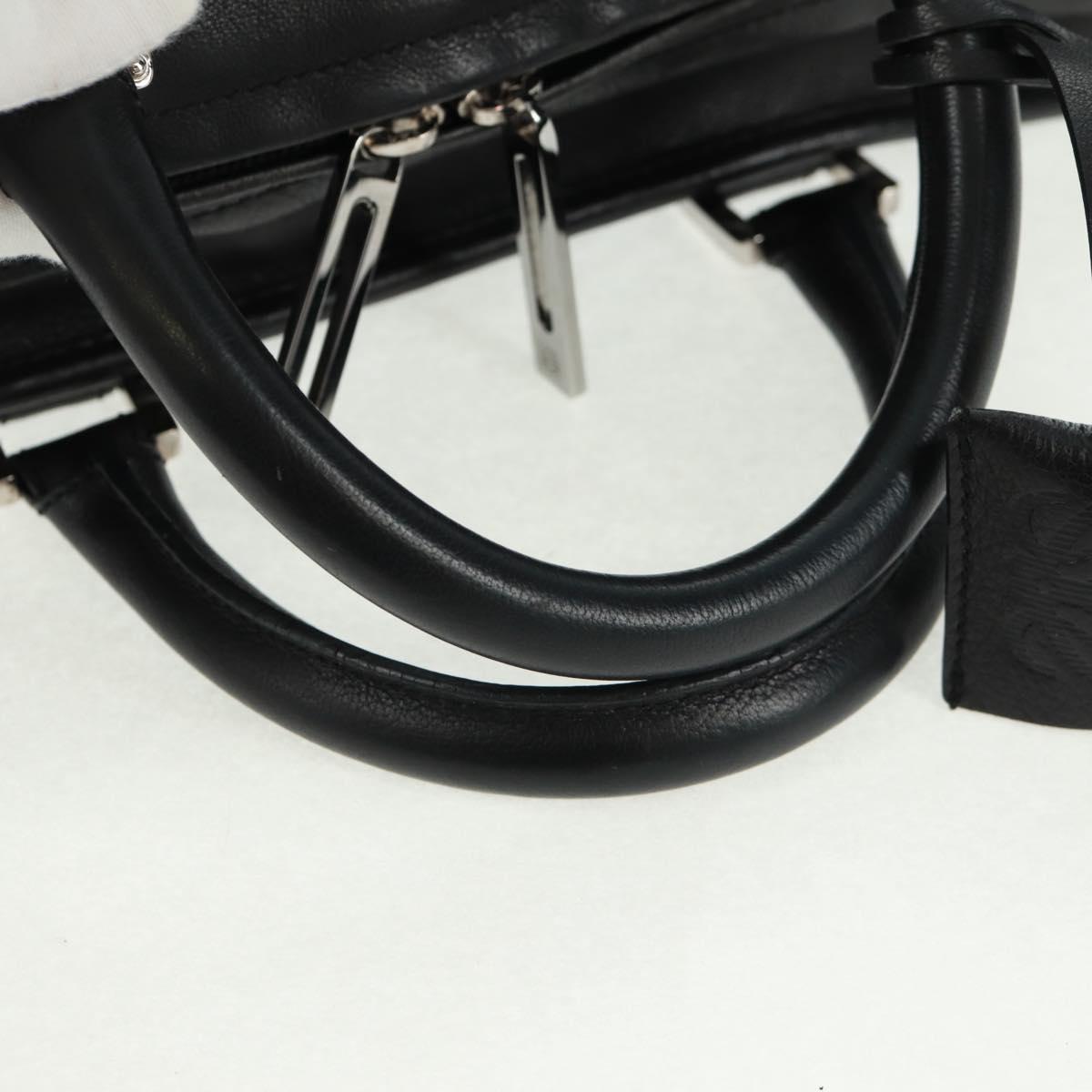 LOEWE Anagram Americana 28 Hand Bag Leather Black Silver Auth 165397V