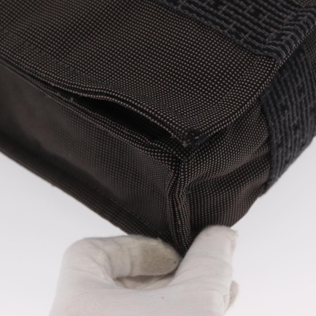 HERMES Bassus GM Shoulder Bag Canvas Gray Silver Auth 165401