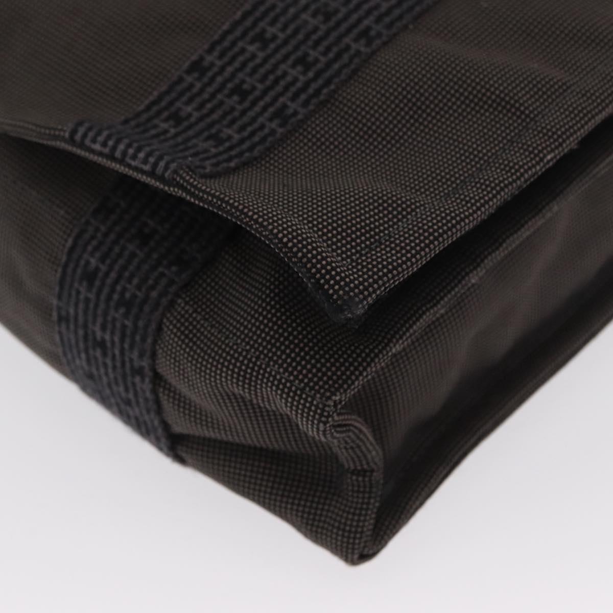 HERMES Bassus GM Shoulder Bag Canvas Gray Silver Auth 165401