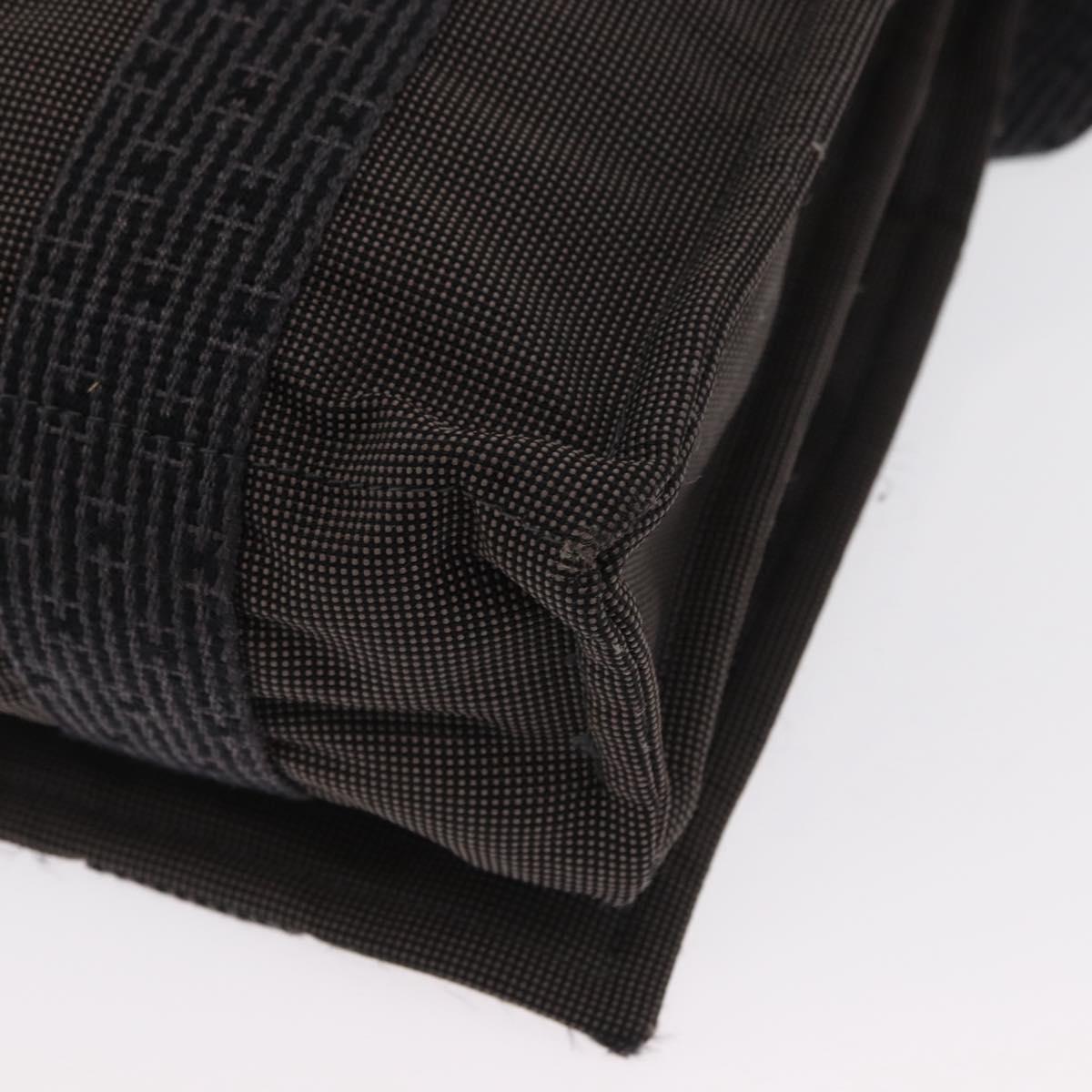 HERMES Bassus GM Shoulder Bag Canvas Gray Silver Auth 165401