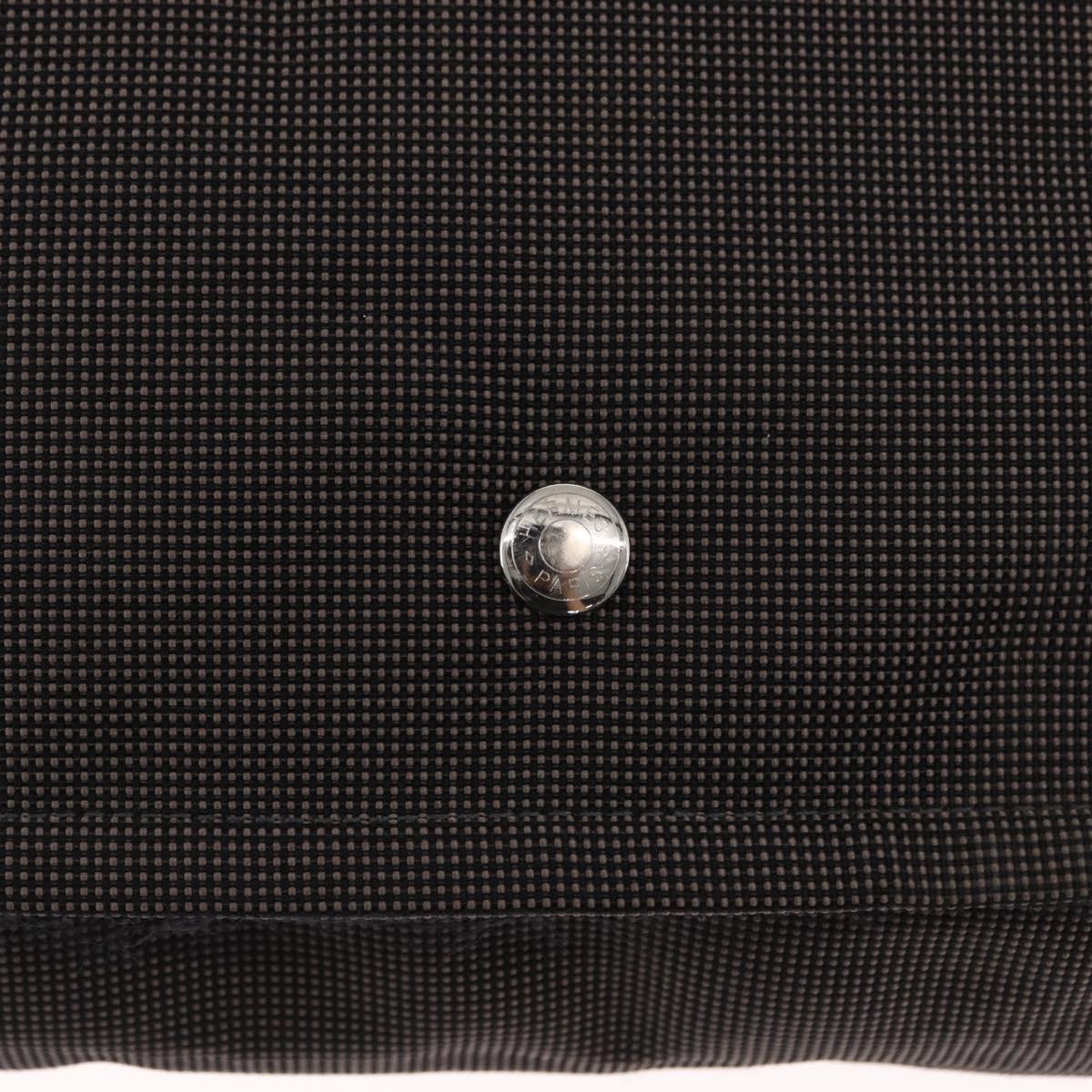 HERMES Bassus GM Shoulder Bag Canvas Gray Silver Auth 165401