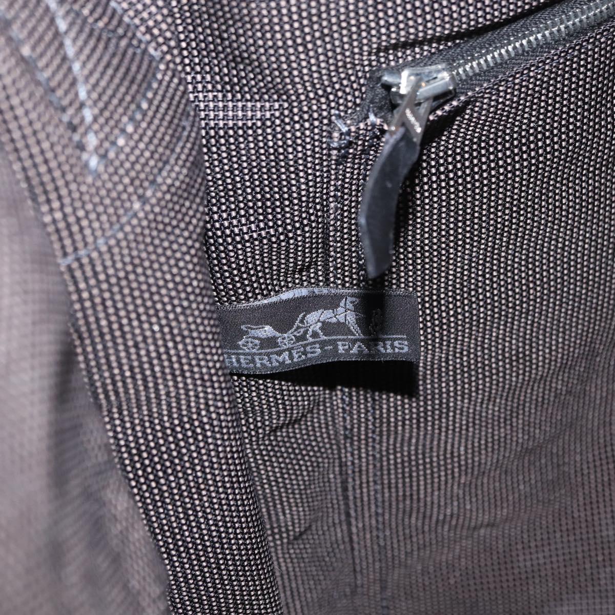 HERMES Bassus GM Shoulder Bag Canvas Gray Silver Auth 165401