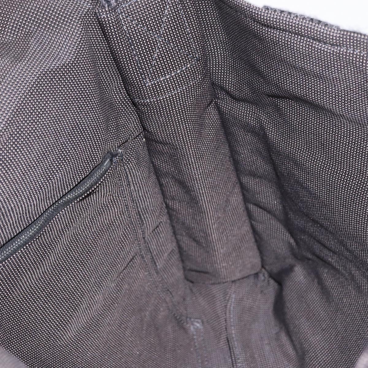 HERMES Bassus GM Shoulder Bag Canvas Gray Silver Auth 165401