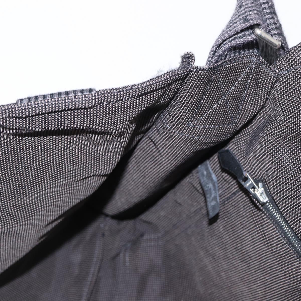 HERMES Bassus GM Shoulder Bag Canvas Gray Silver Auth 165401