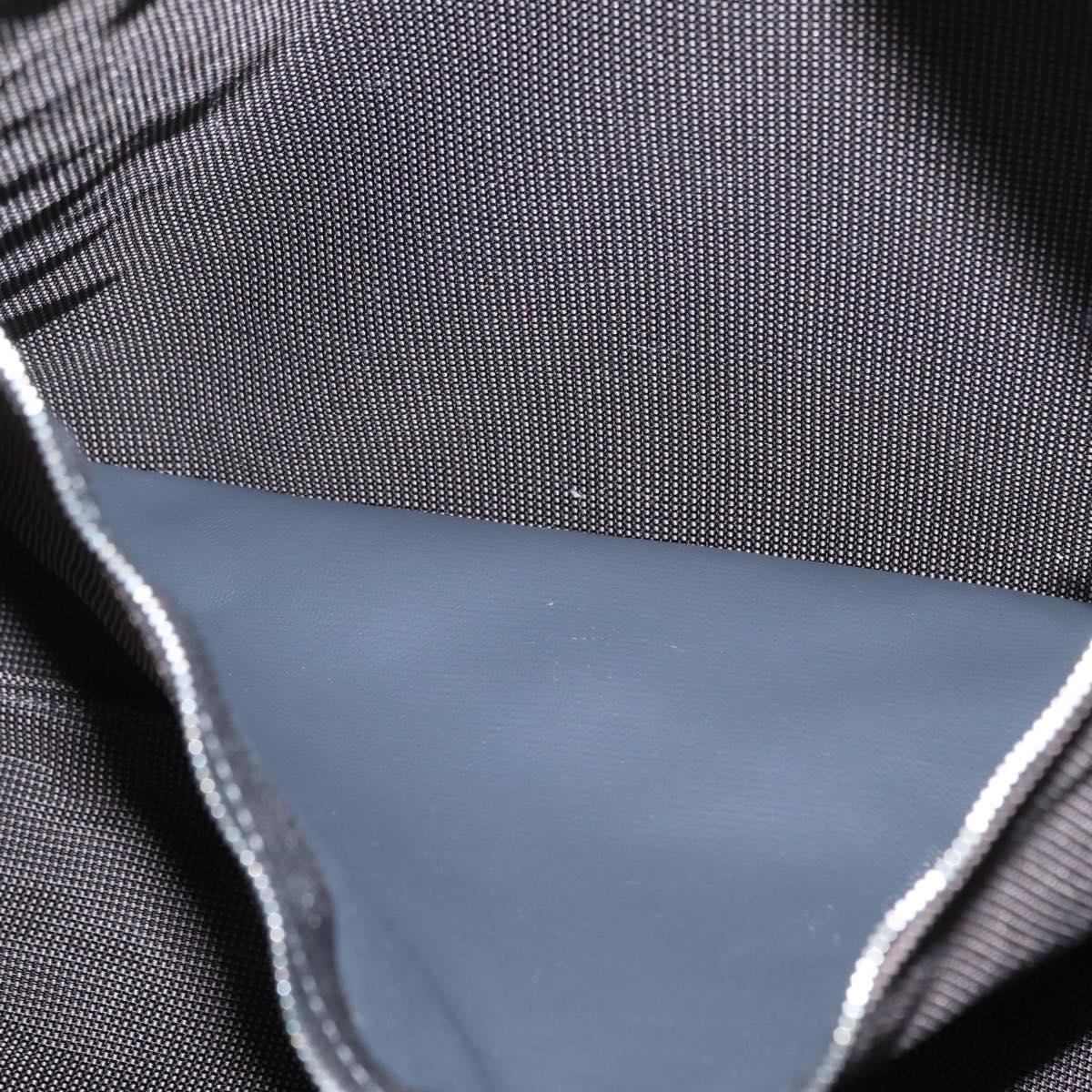 HERMES Bassus GM Shoulder Bag Canvas Gray Silver Auth 165401