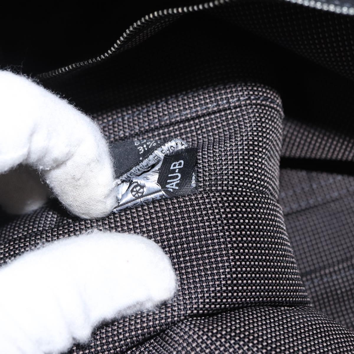 HERMES Bassus GM Shoulder Bag Canvas Gray Silver Auth 165401