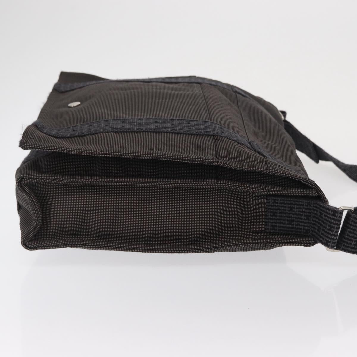 HERMES Bassus GM Shoulder Bag Canvas Gray Silver Auth 165401