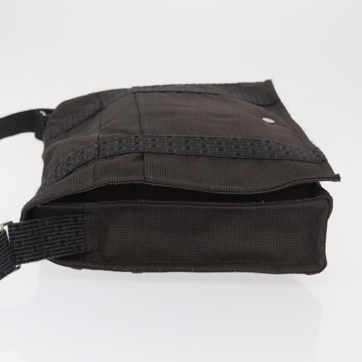 HERMES Bassus GM Shoulder Bag Canvas Gray Silver Auth 165401