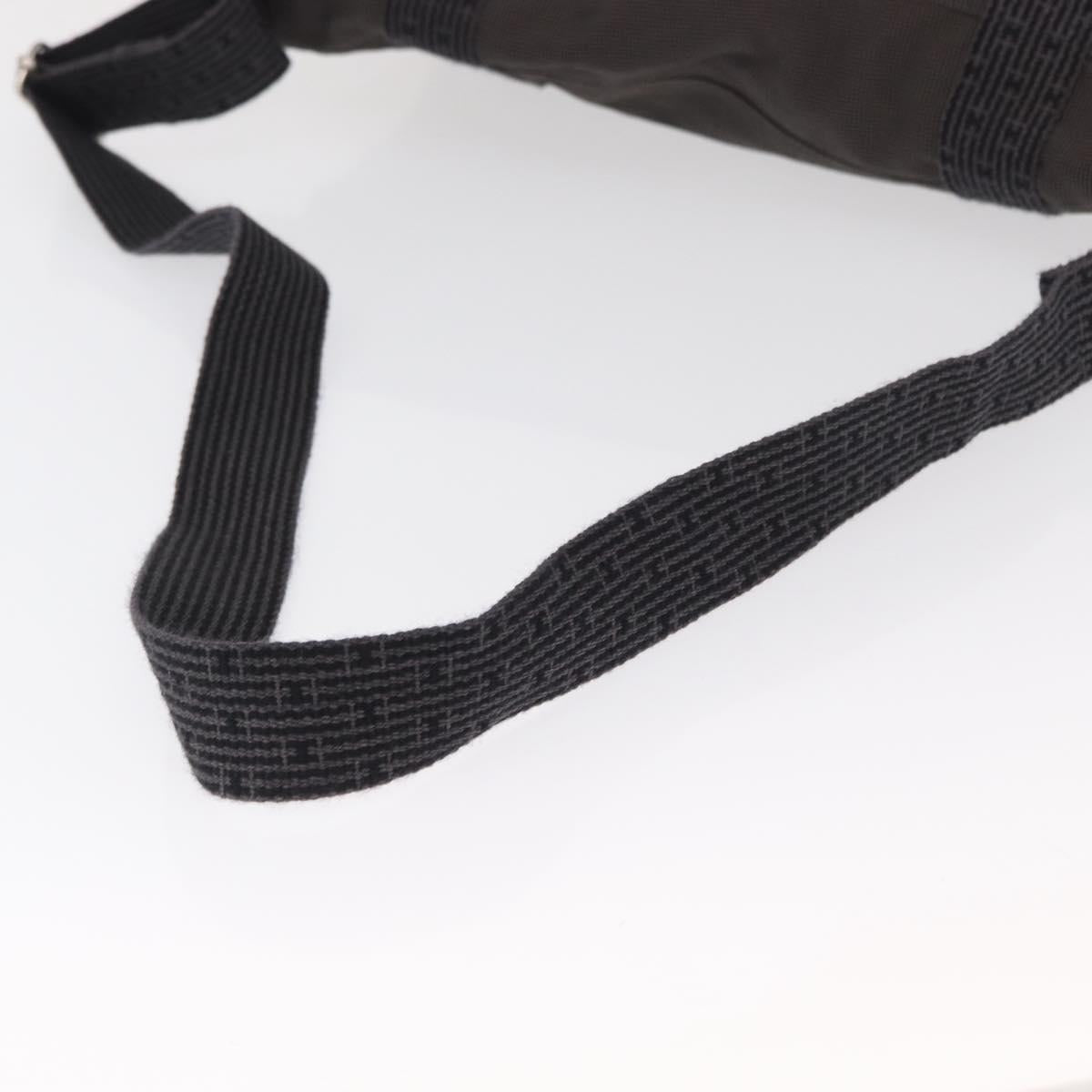 HERMES Bassus GM Shoulder Bag Canvas Gray Silver Auth 165401