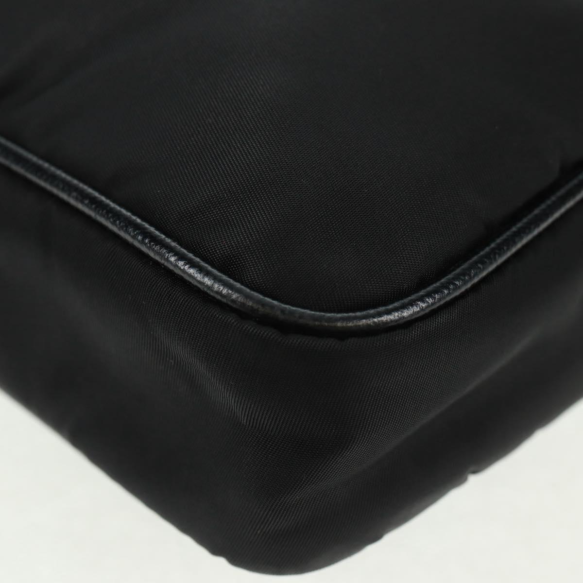 PRADA PC Case Hand Bag Nylon Black Silver Auth 165403V