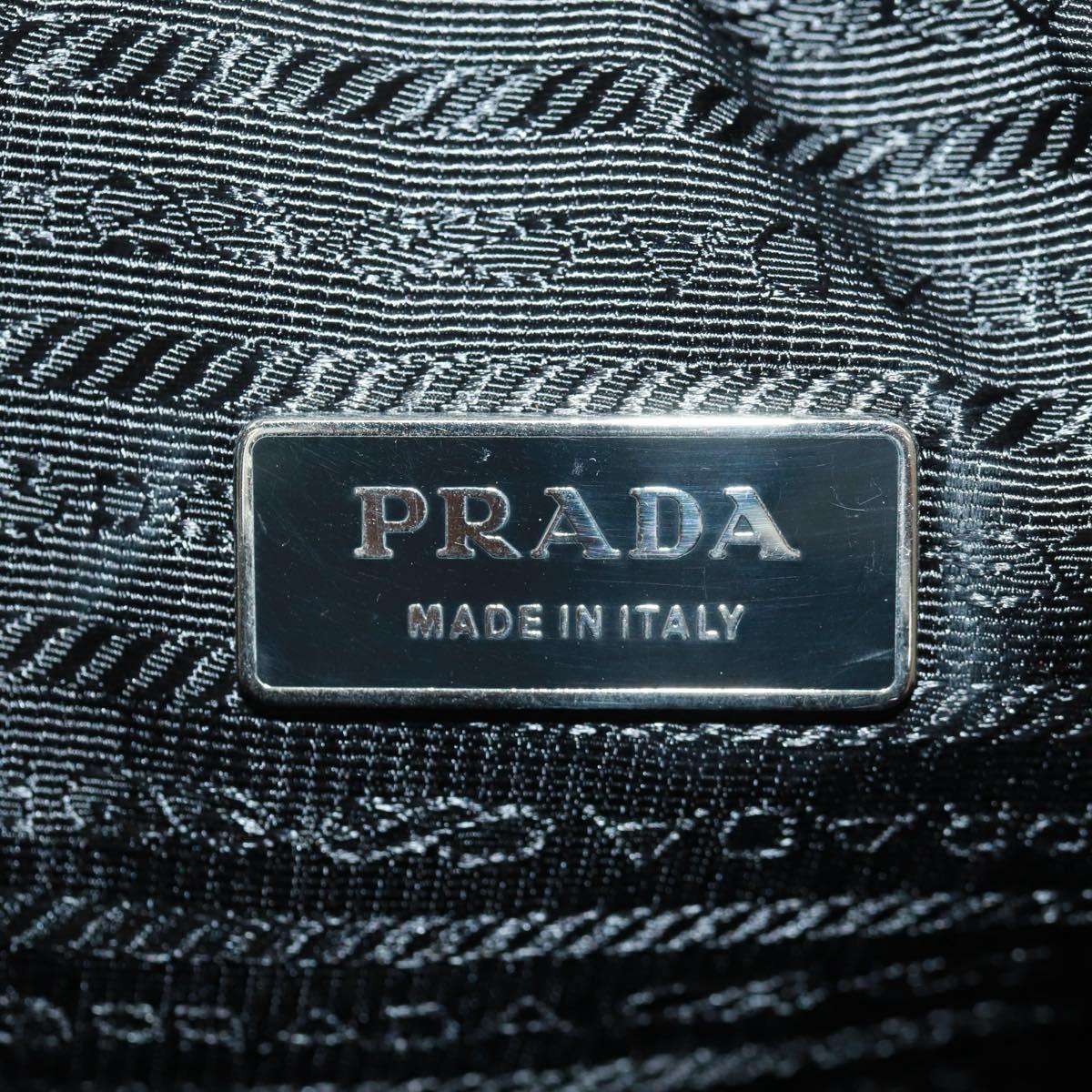 PRADA PC Case Hand Bag Nylon Black Silver Auth 165403V
