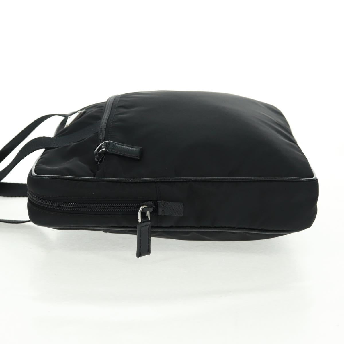 PRADA PC Case Hand Bag Nylon Black Silver Auth 165403V