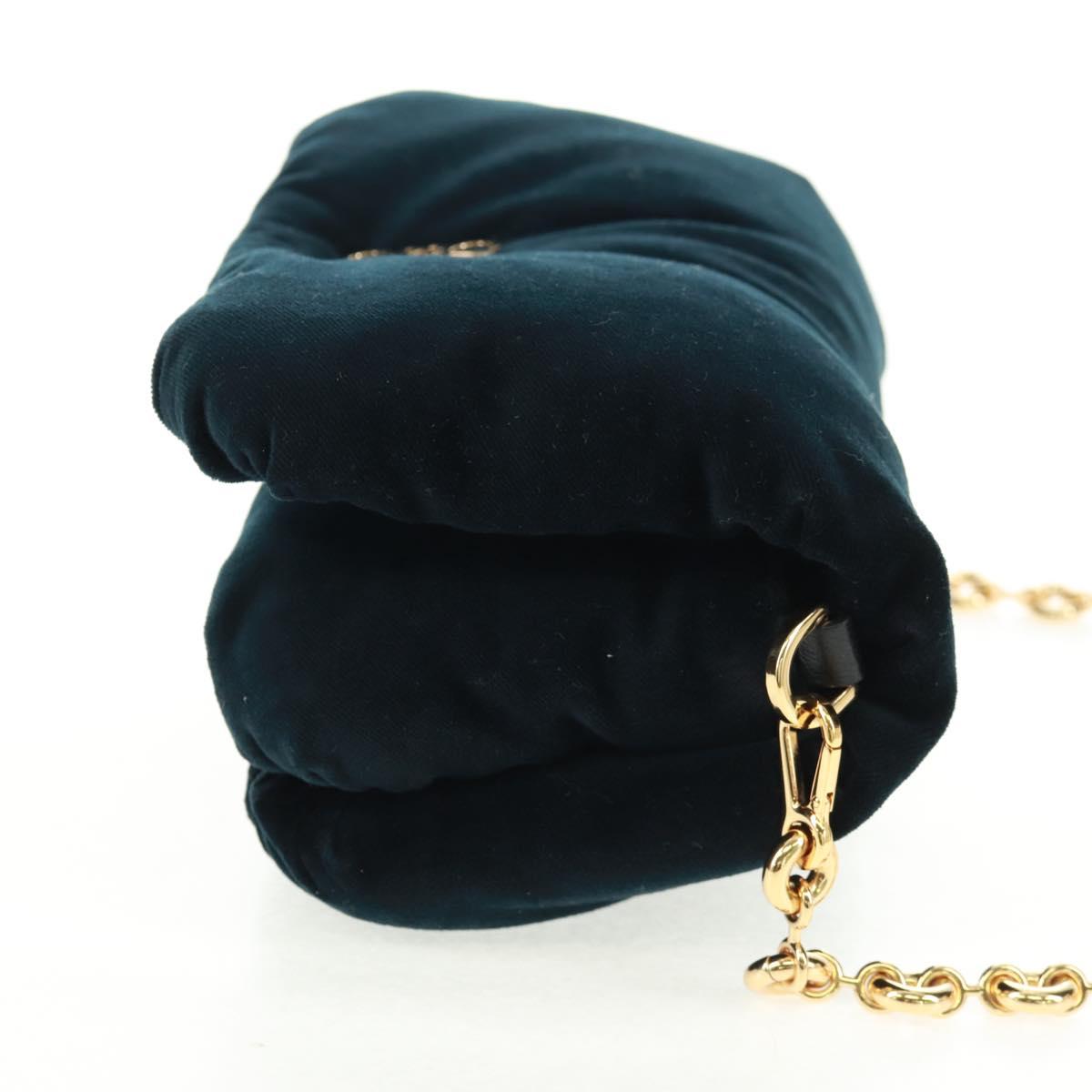 LOEWE Chain Goya Shoulder Bag Velor Black Gold Auth 165404M