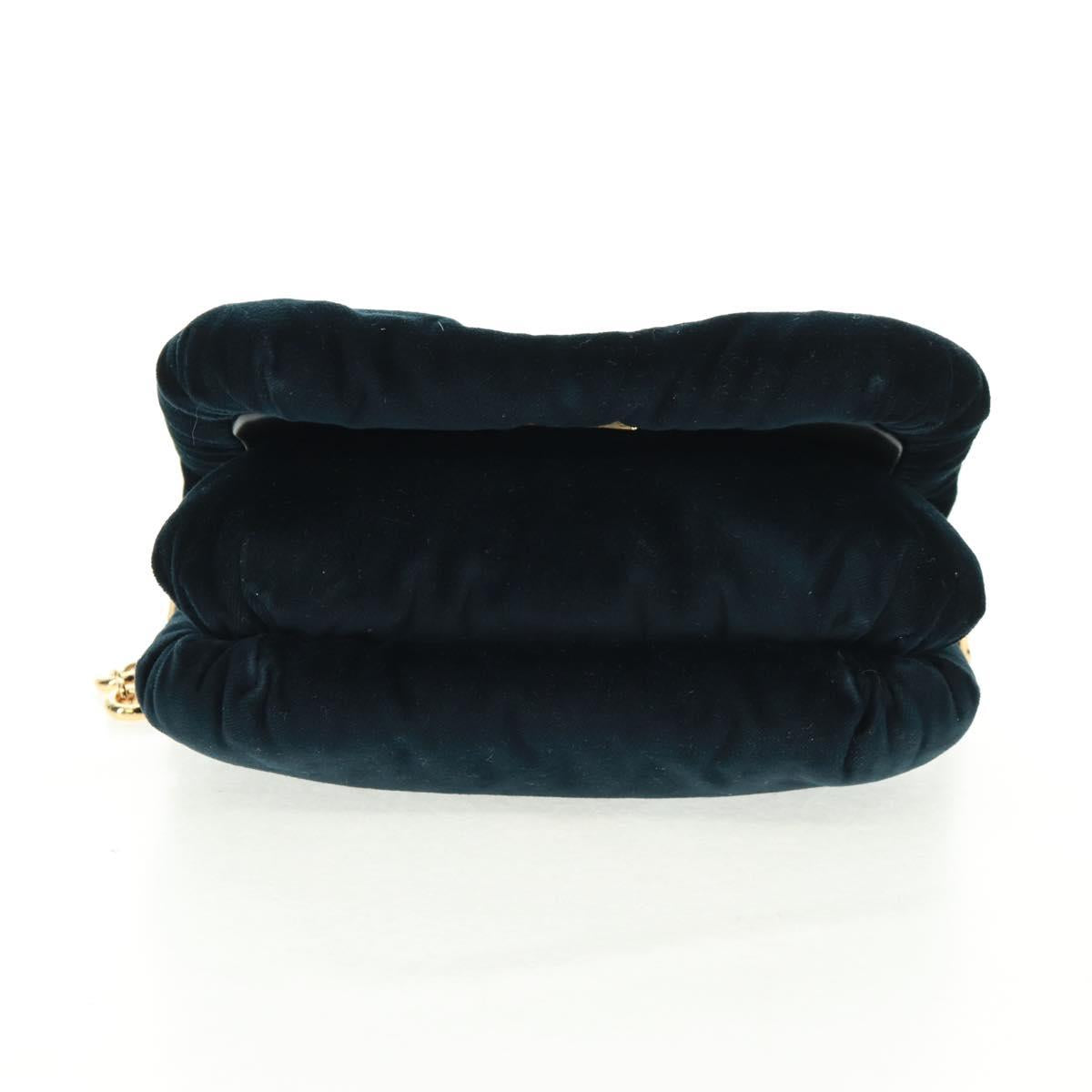 LOEWE Chain Goya Shoulder Bag Velor Black Gold Auth 165404M