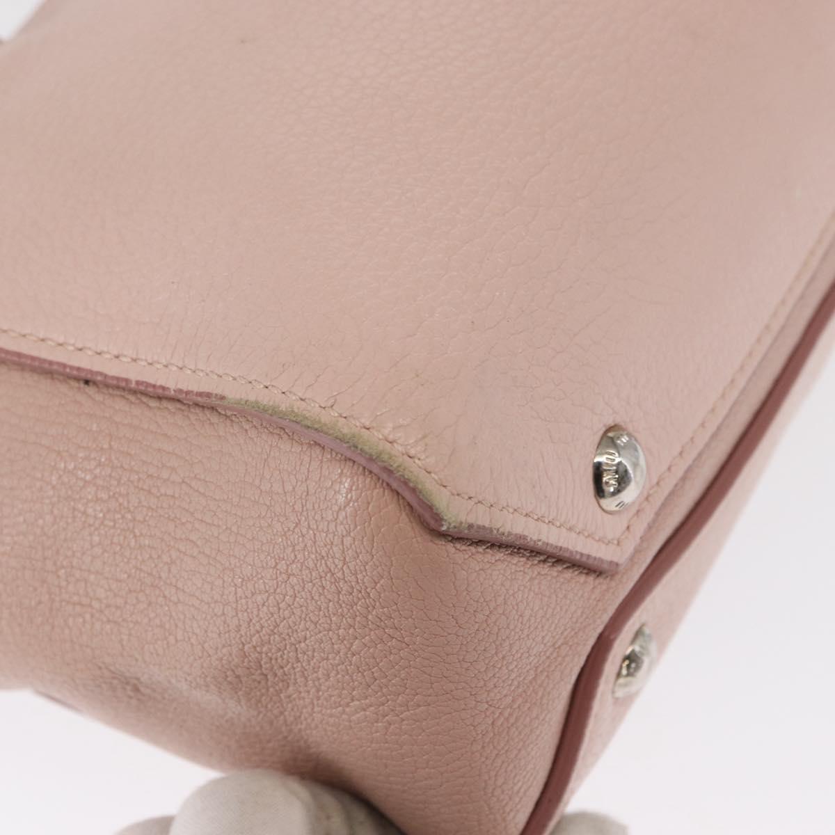 Miu Miu Hand Bag Leather 2way Pink Silver Auth 165405
