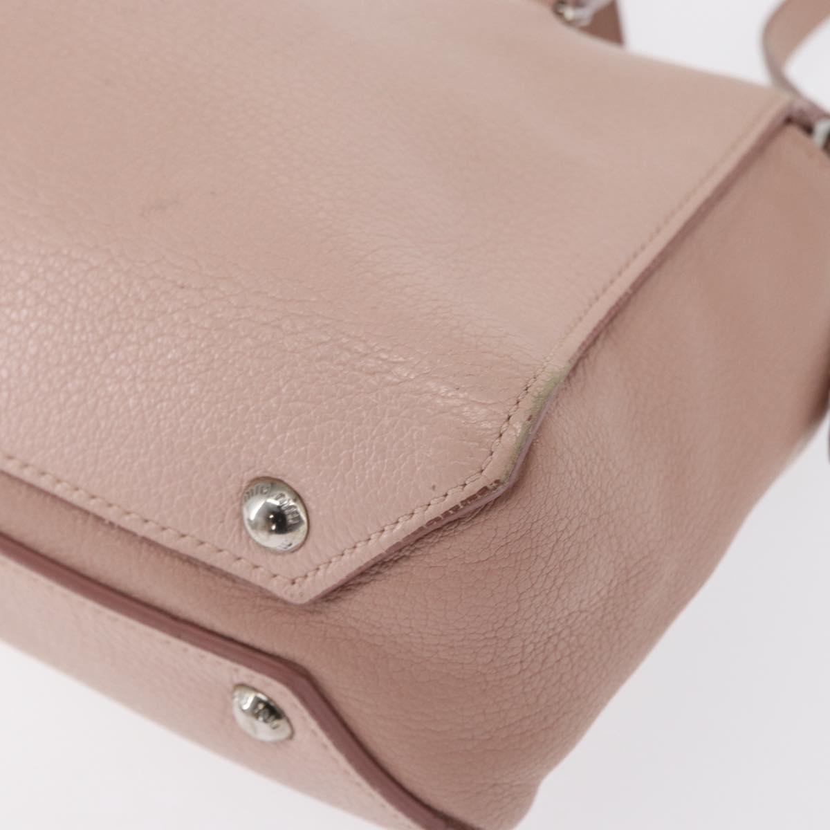 Miu Miu Hand Bag Leather 2way Pink Silver Auth 165405