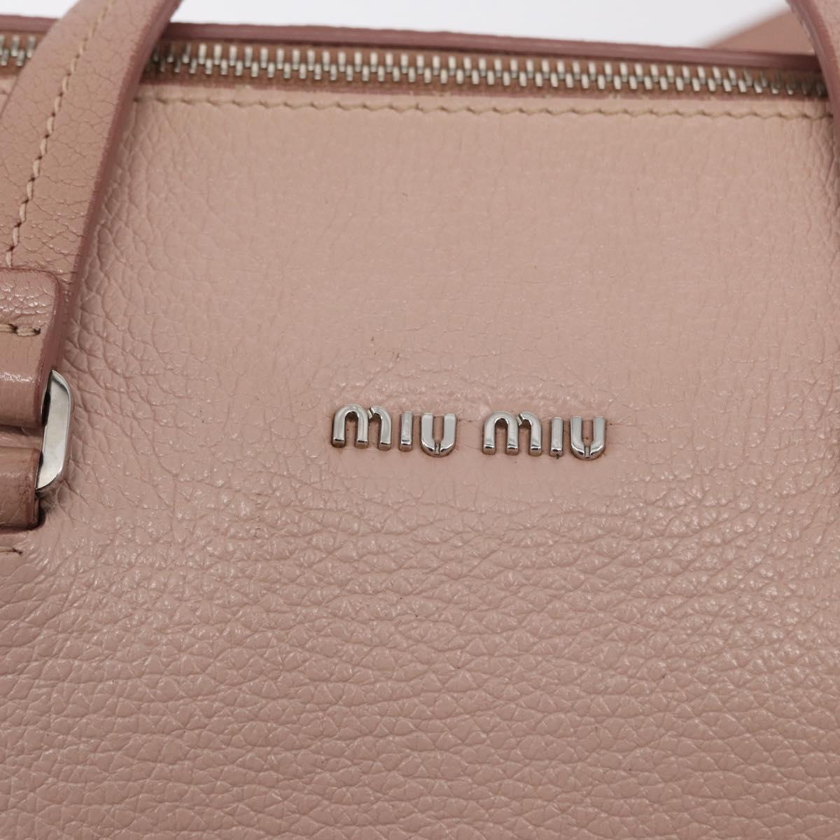 Miu Miu Hand Bag Leather 2way Pink Silver Auth 165405