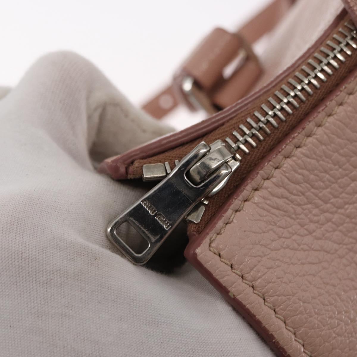 Miu Miu Hand Bag Leather 2way Pink Silver Auth 165405