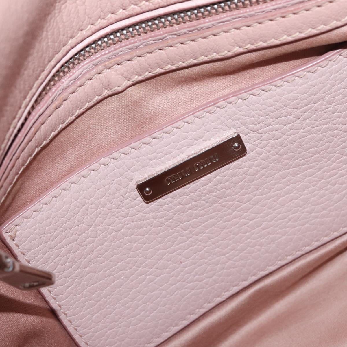 Miu Miu Hand Bag Leather 2way Pink Silver Auth 165405