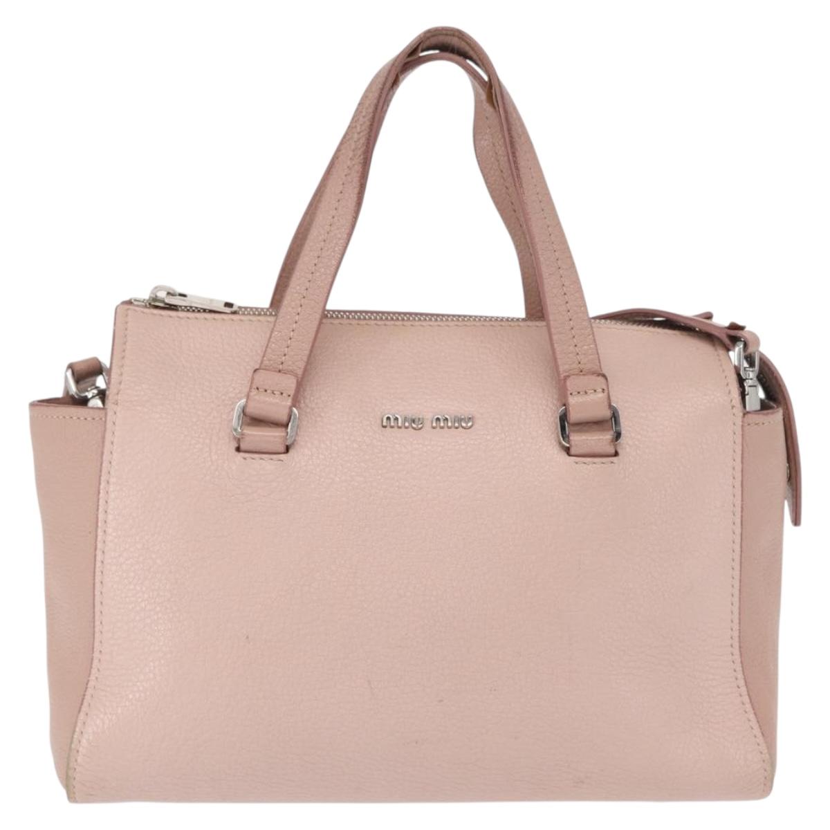 Miu Miu Hand Bag Leather 2way Pink Silver Auth 165405