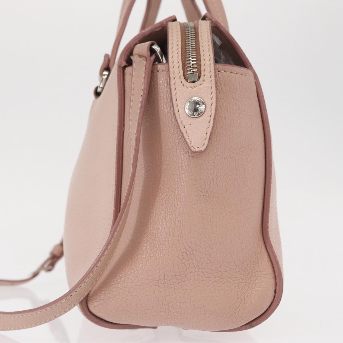 Miu Miu Hand Bag Leather 2way Pink Silver Auth 165405