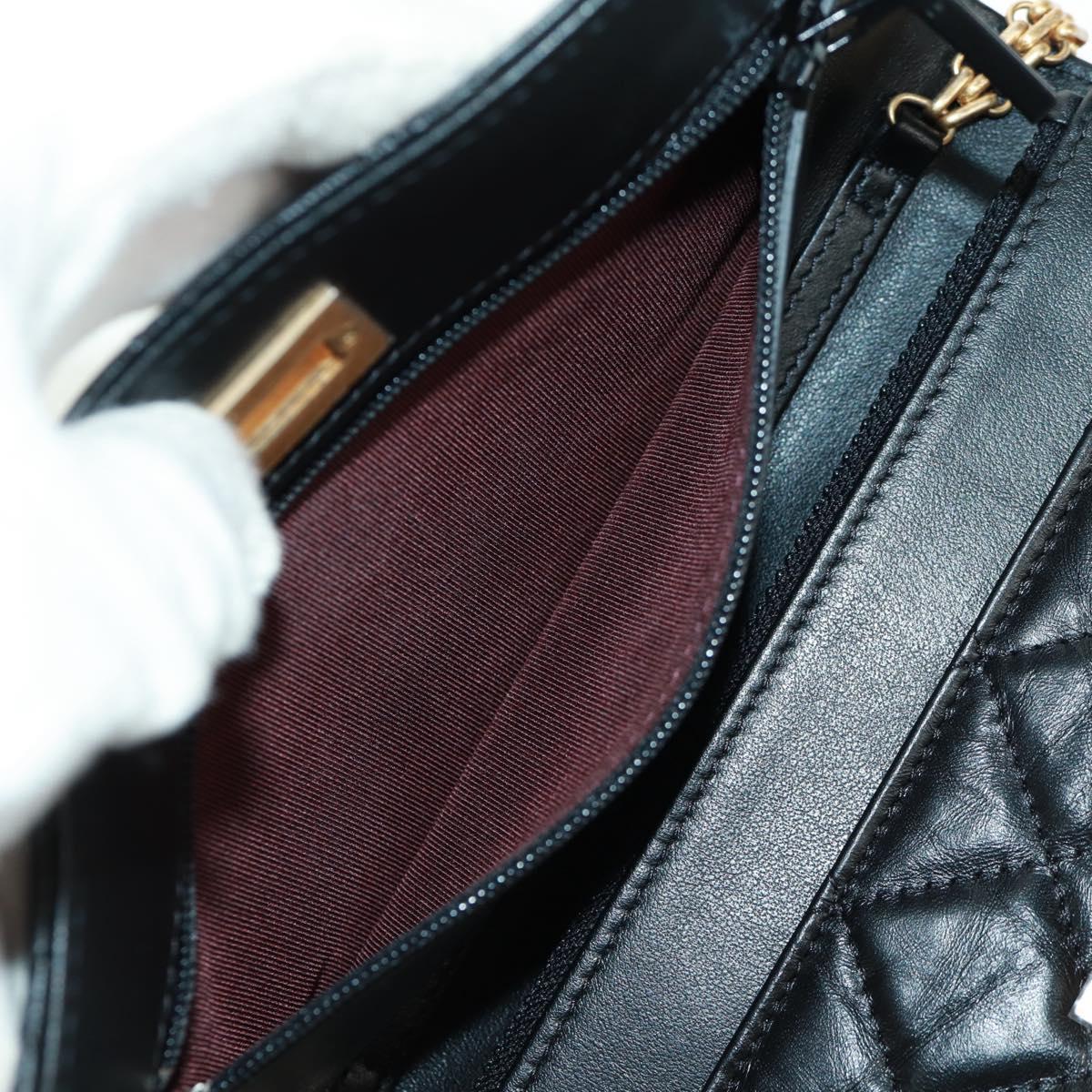 CHANEL Chain Matelasse 2.55 Shoulder Bag Leather Black Gold CC Auth 165409V