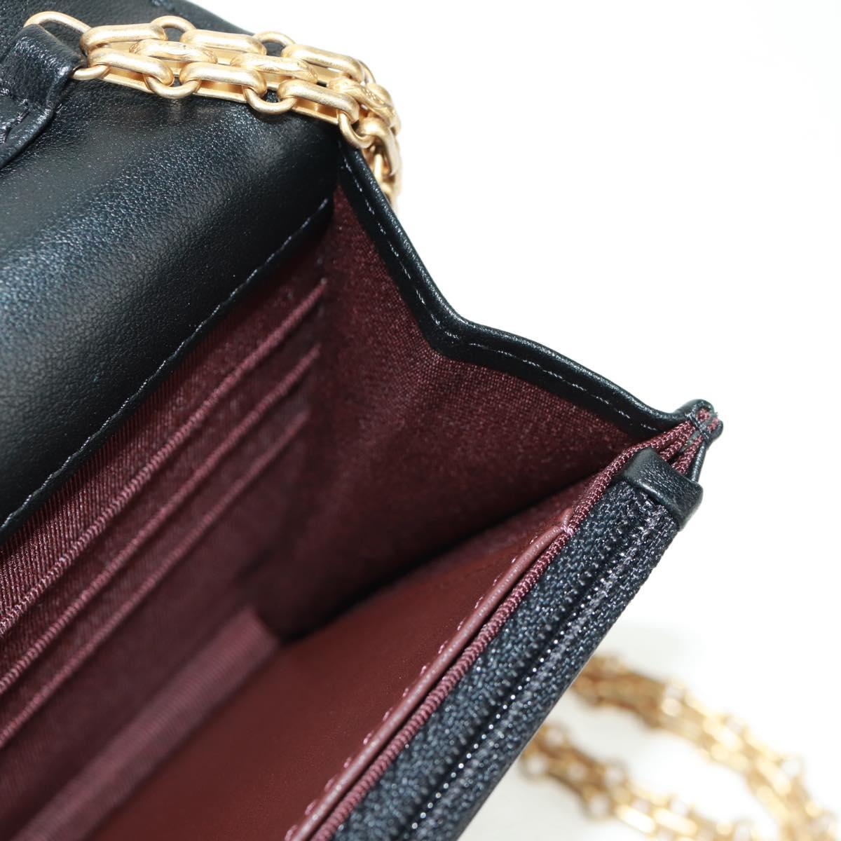 CHANEL Chain Matelasse 2.55 Shoulder Bag Leather Black Gold CC Auth 165409V