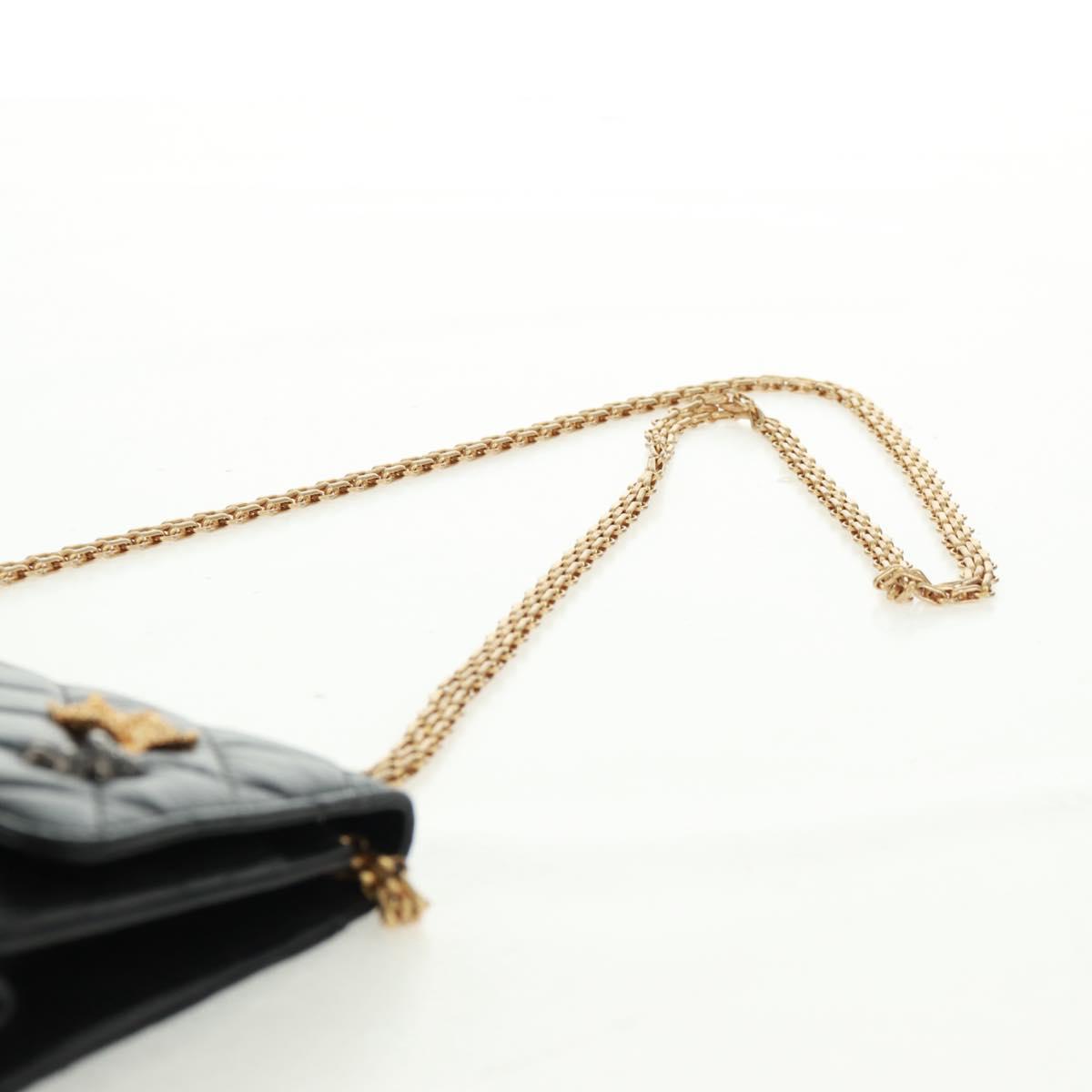 CHANEL Chain Matelasse 2.55 Shoulder Bag Leather Black Gold CC Auth 165409V