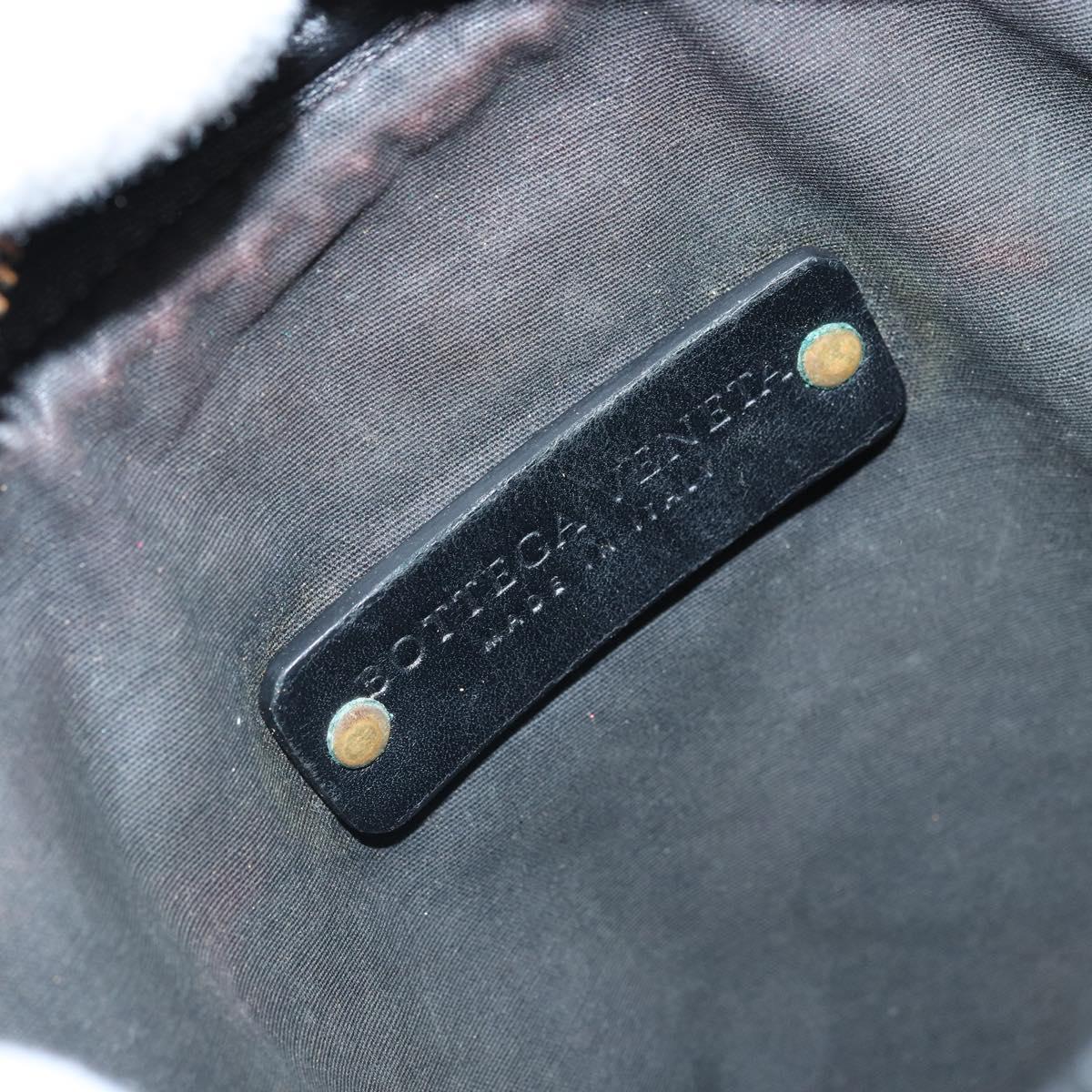 BOTTEG AVENETA INTRECCIATO Shoulder Bag Leather Black Silver Auth 165410