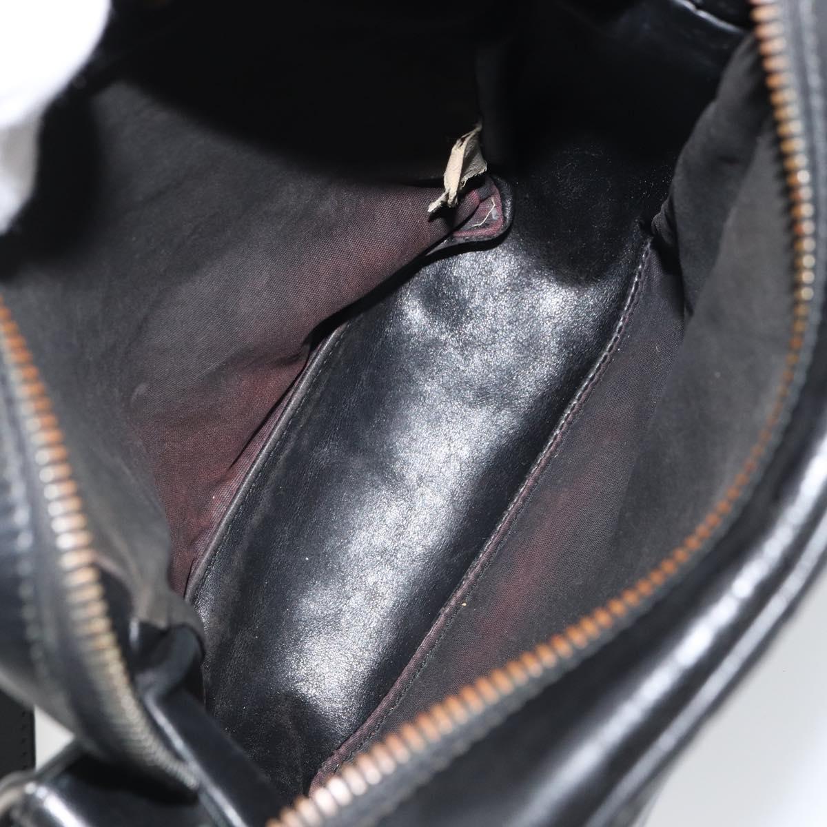 BOTTEG AVENETA INTRECCIATO Shoulder Bag Leather Black Silver Auth 165410