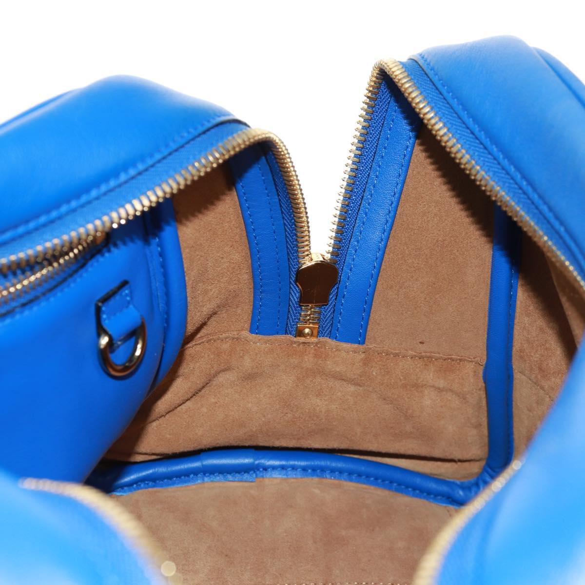 LOEWE Anagram Amazona 75 Hand Bag Leather 2way Blue Gold Auth 165412V